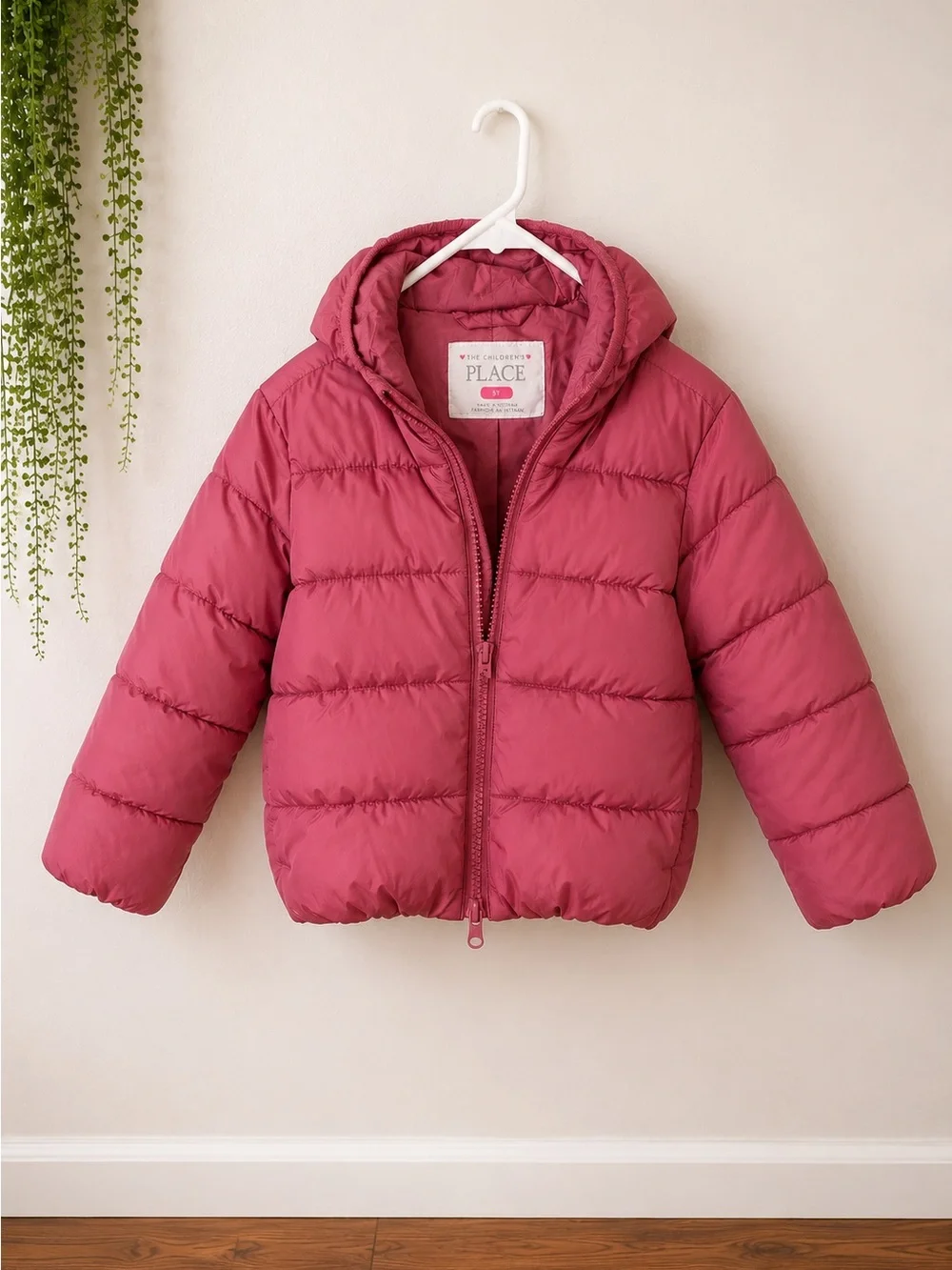 The Children’s Place Girls Hooded Puffer Jacket | Dusty Rose | Size 5T